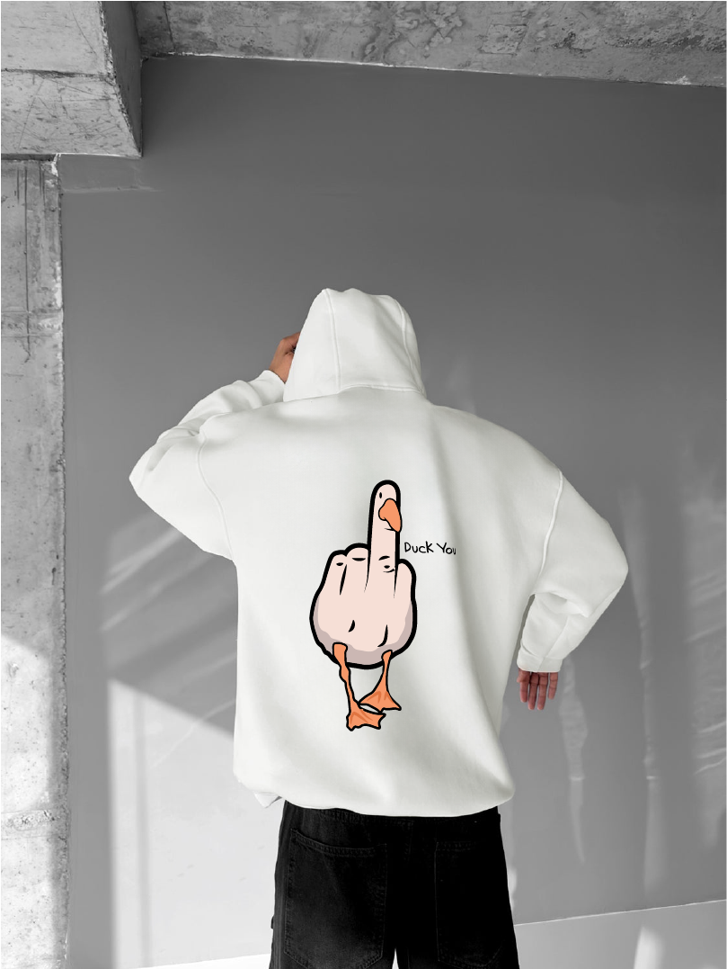 Off-White "Duck You" Printed Oversize Hoodie