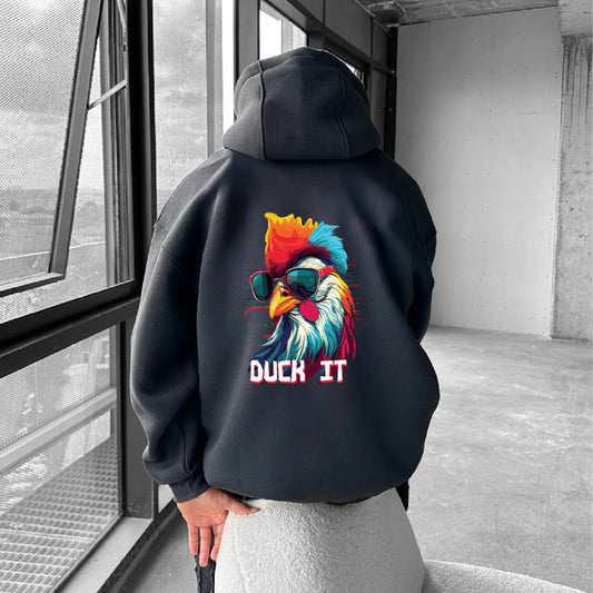 Smoked "Duck It" Printed Oversize Hoodie