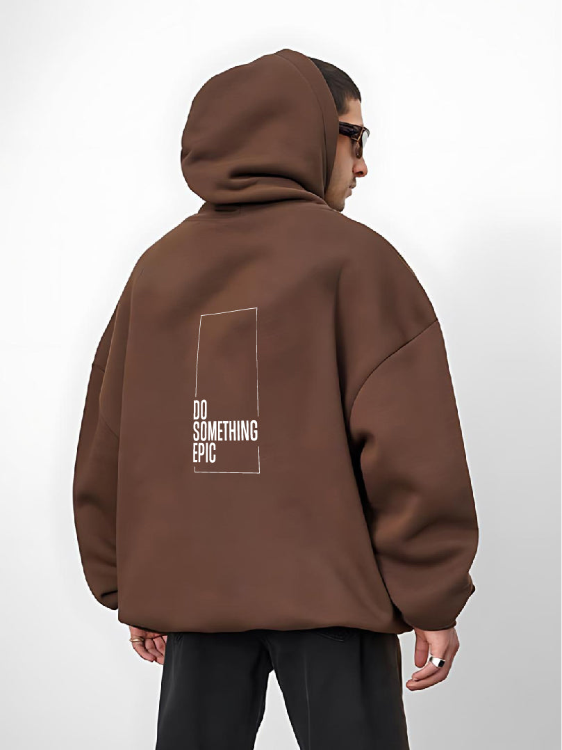 Brown "Epic" Printed Oversize Hoodie