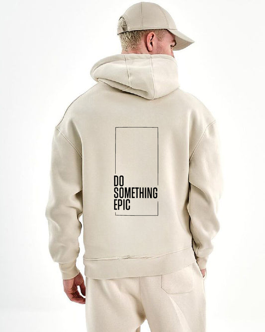 Beige "Epic" Printed Oversize Hoodie