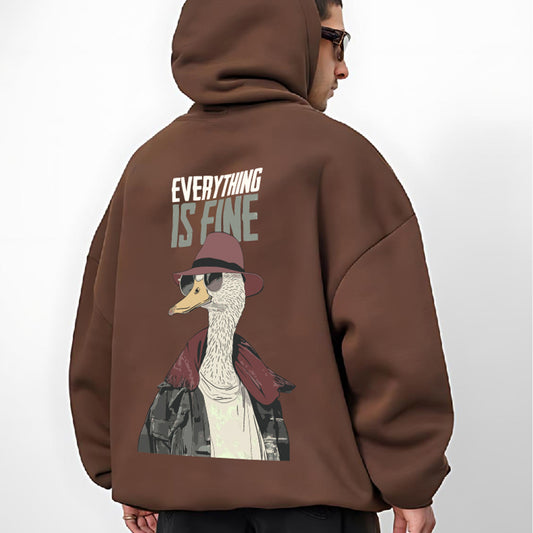 Brown "Fine" Printed Oversize Hoodie