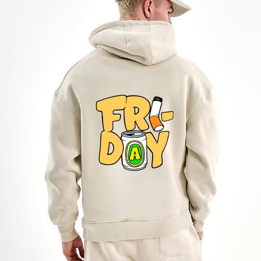 Beige "Friday" Printed Oversize Hoodie