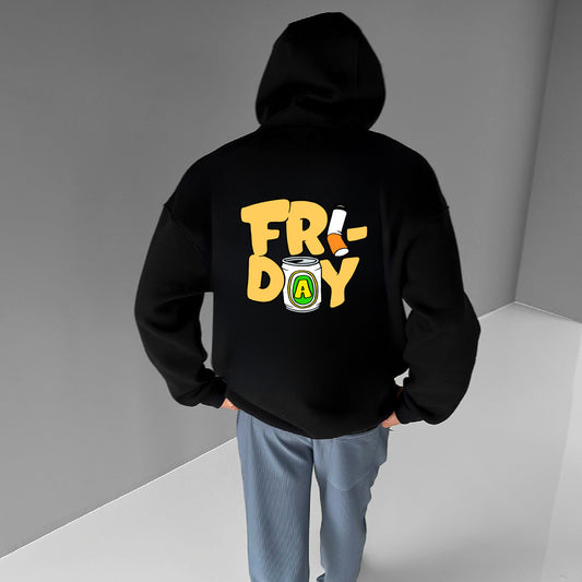 Black "Friday" Printed Oversize Hoodie