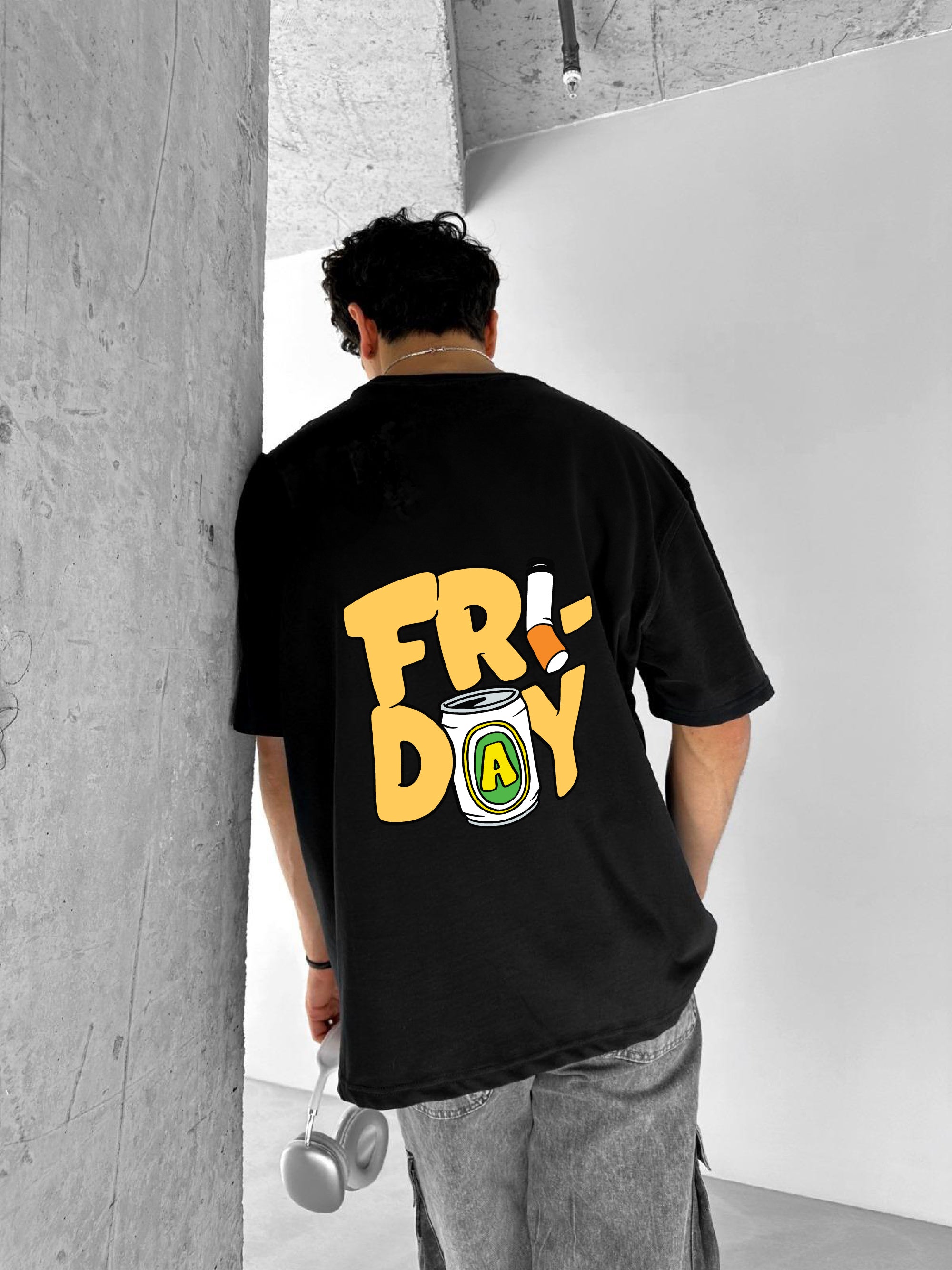 Black "Friday" Printed Over size T-Shirt