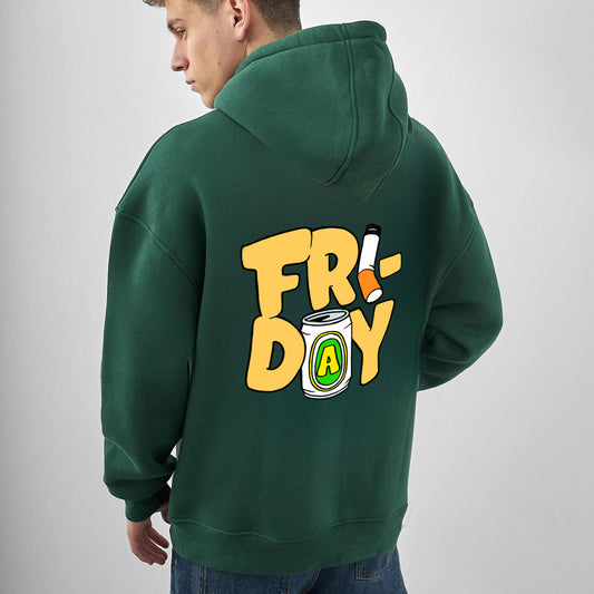 Dark Green "Friday" Printed Oversize Hoodie