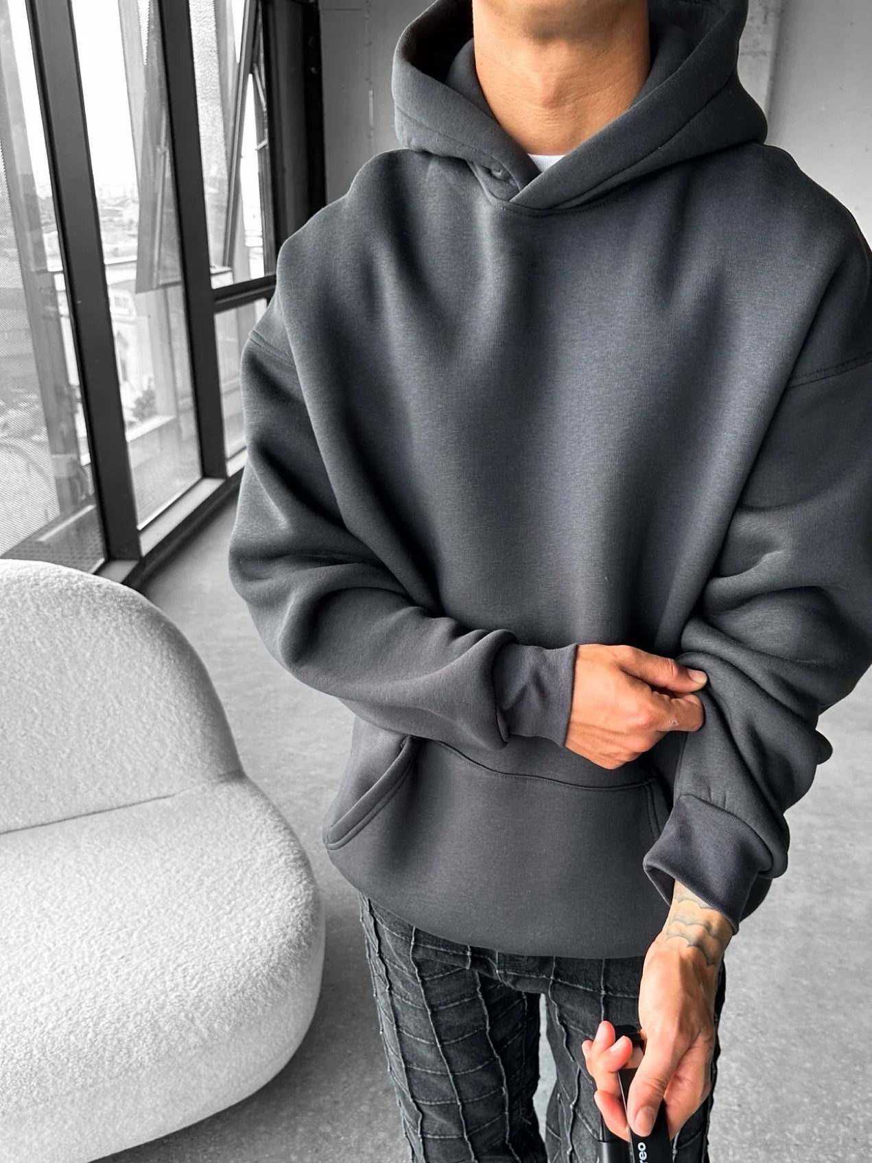Smoked "Duck You" Printed Oversize Hoodie