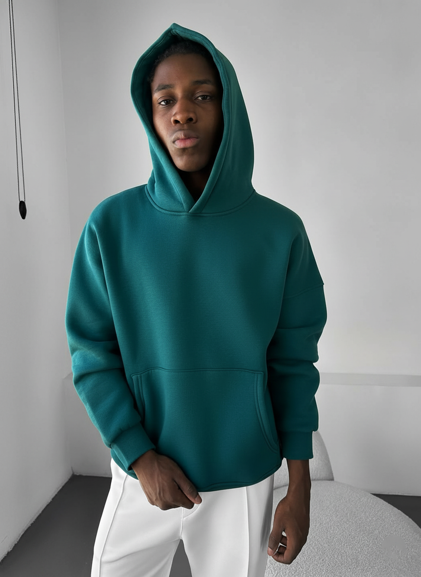 Dark  Green Basic Oversize Hoodie