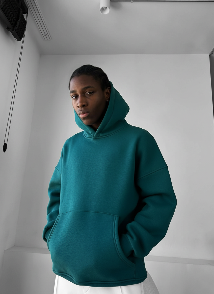 Dark  Green Basic Oversize Hoodie