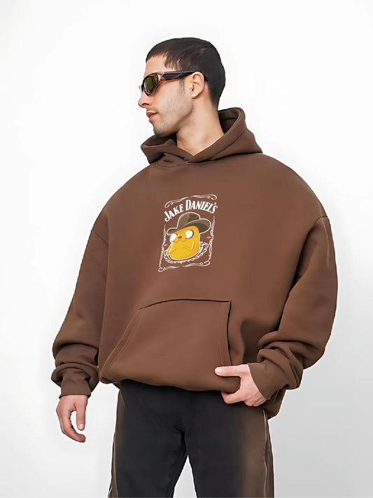 Brown "Jake Front" Printed Oversize Hoodie