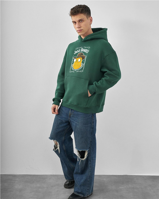 Dark Green "Jake" Printed Oversize Hoodie