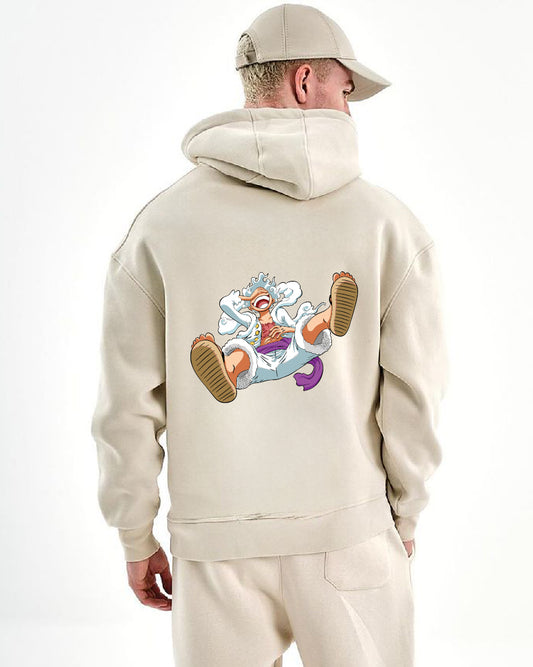 Beige "Joy Boy" Printed Oversize Hoodie