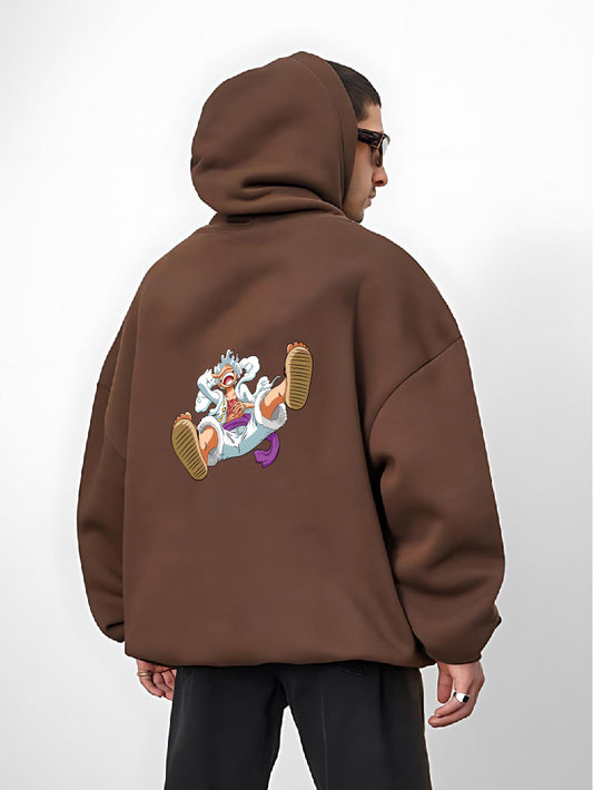 Brown "Joy Boy" Printed Oversize Hoodie