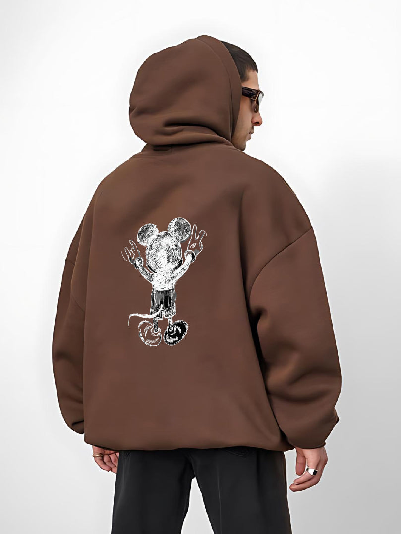 Brown "Mouse" Printed Oversize Hoodie