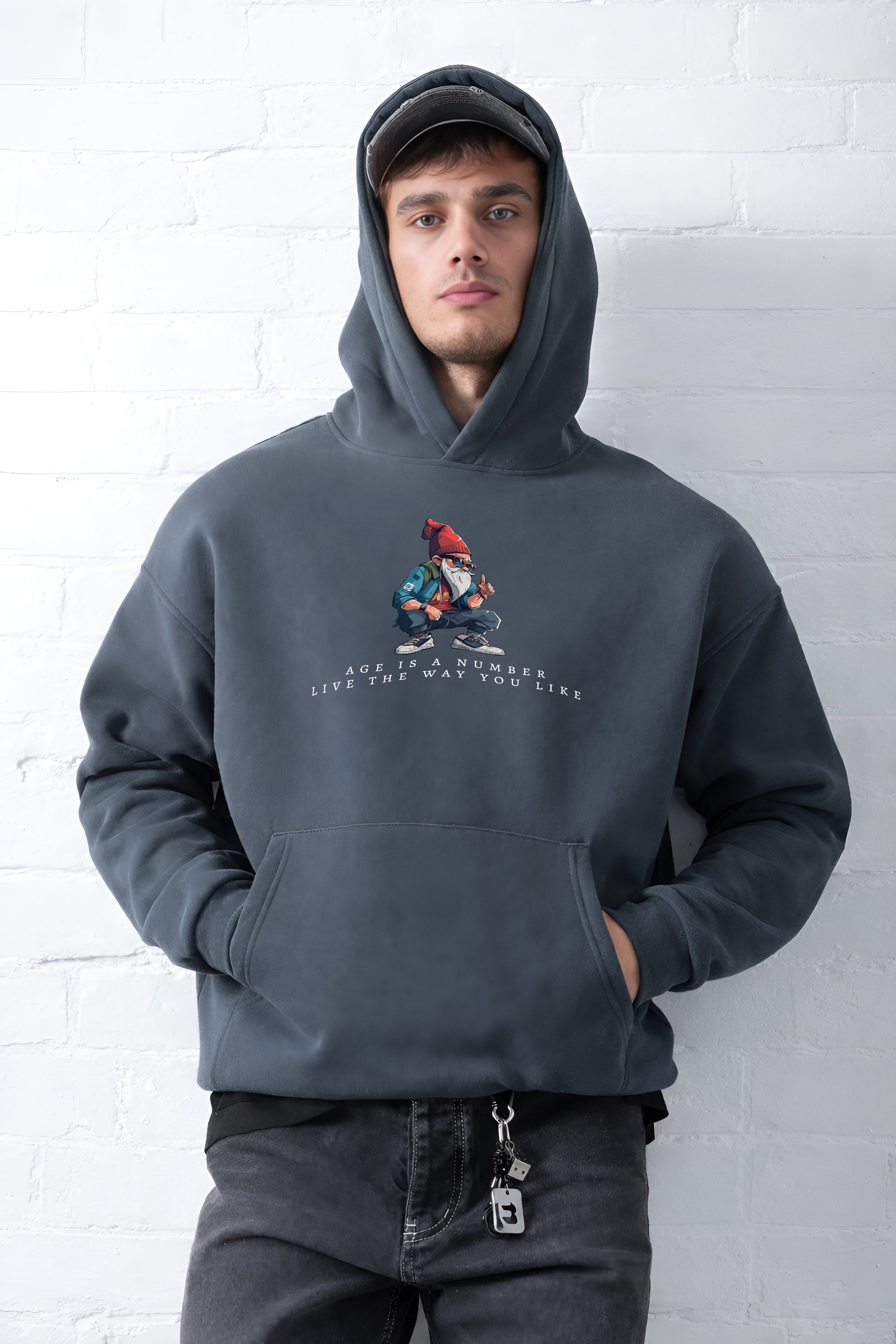 Dark Gray "Number" Printed Oversize Hoodie