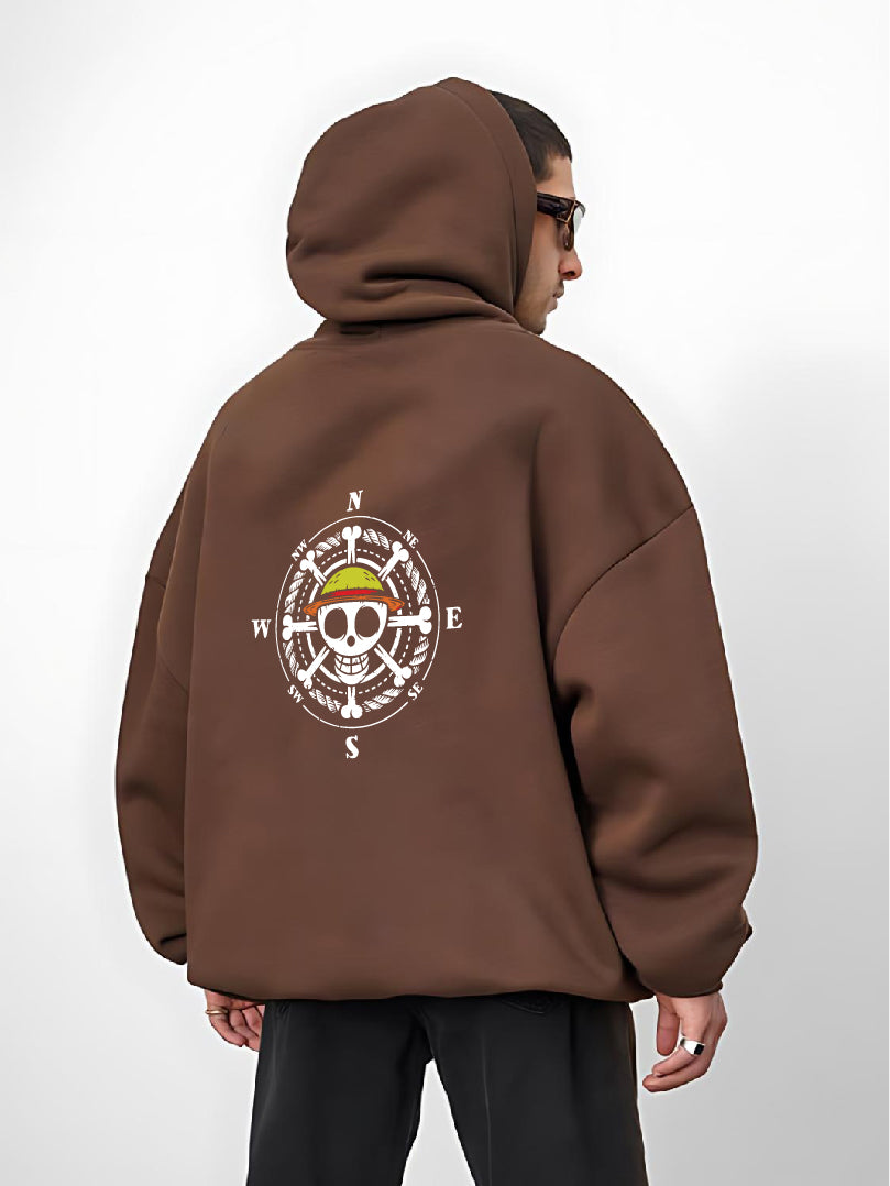 Brown "One Piece" Printed Oversize Hoodie