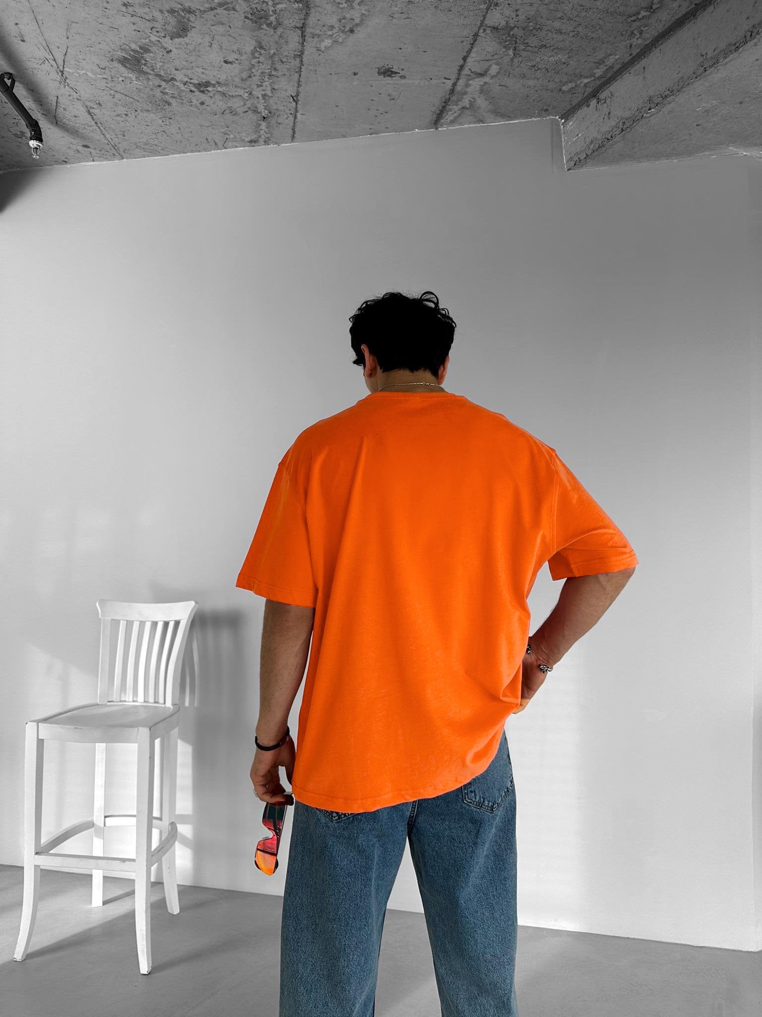 Orange "Number" Printed Over size T-Shirt