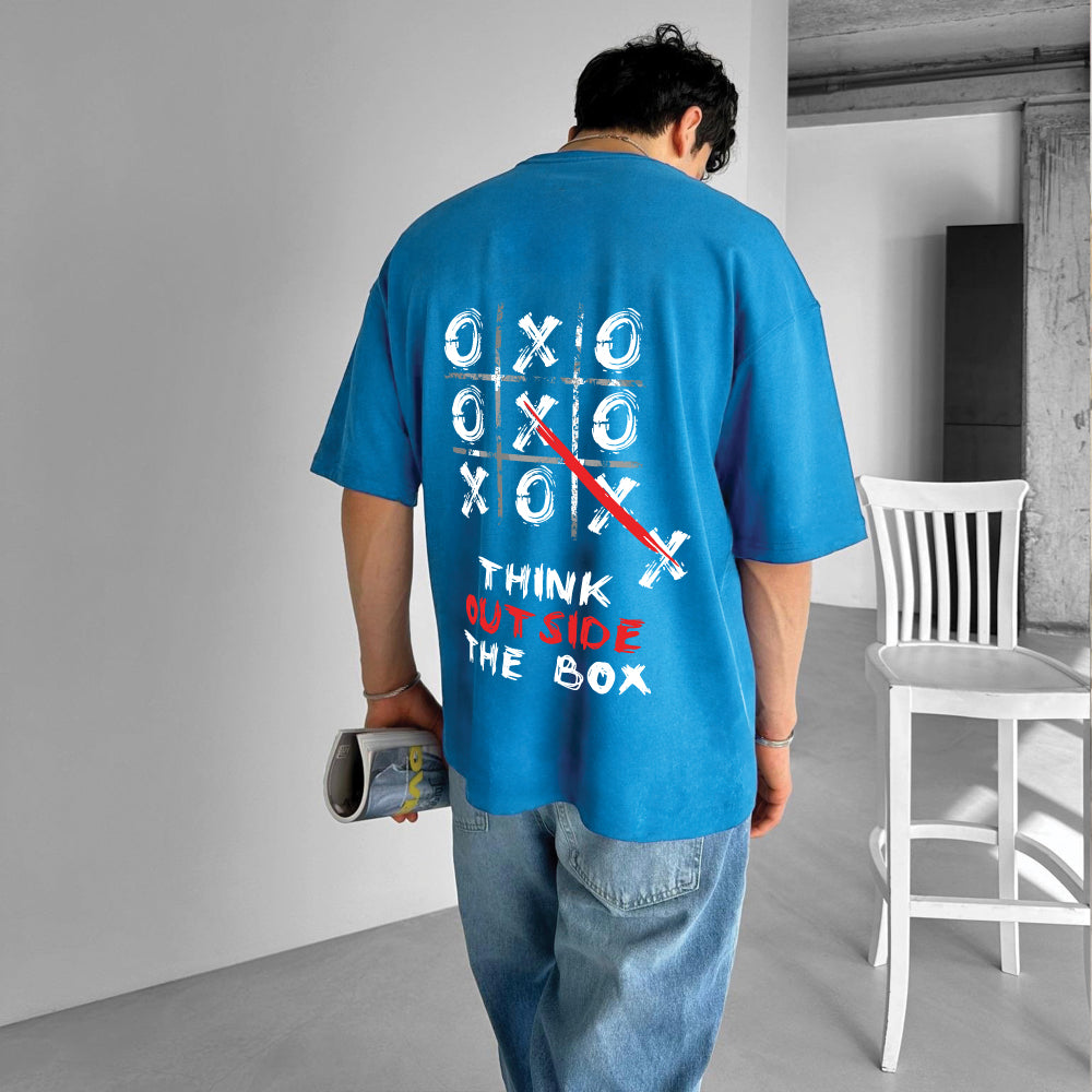 Light Blue "Outside" Printed Over size T-Shirt
