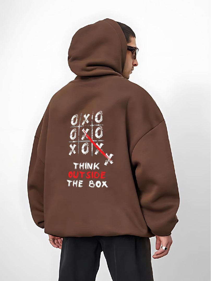 Brown "Outside" Printed Oversize Hoodie