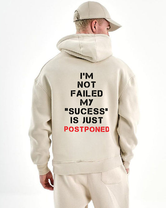 Beige "Postponed" Printed Oversize Hoodie