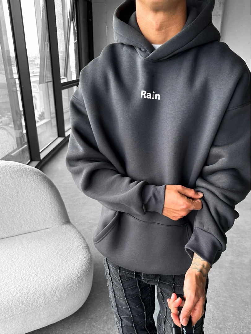 Smoked "Rain" Printed Oversize Hoodie