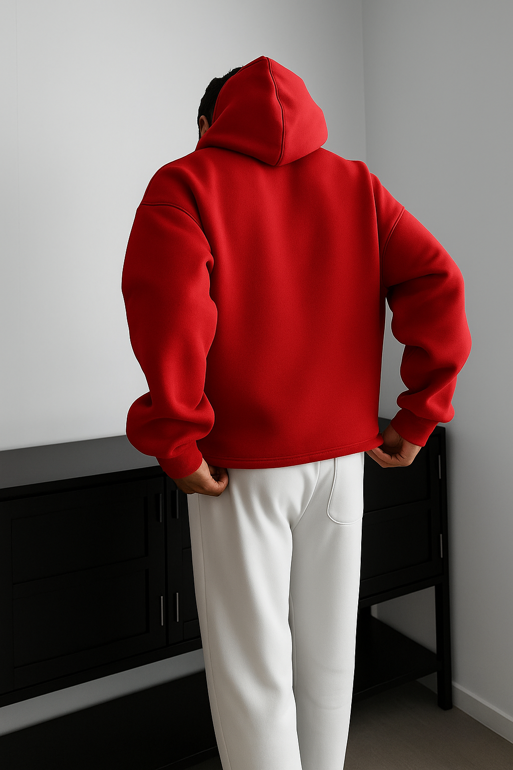 Red Basic Oversize Hoodie