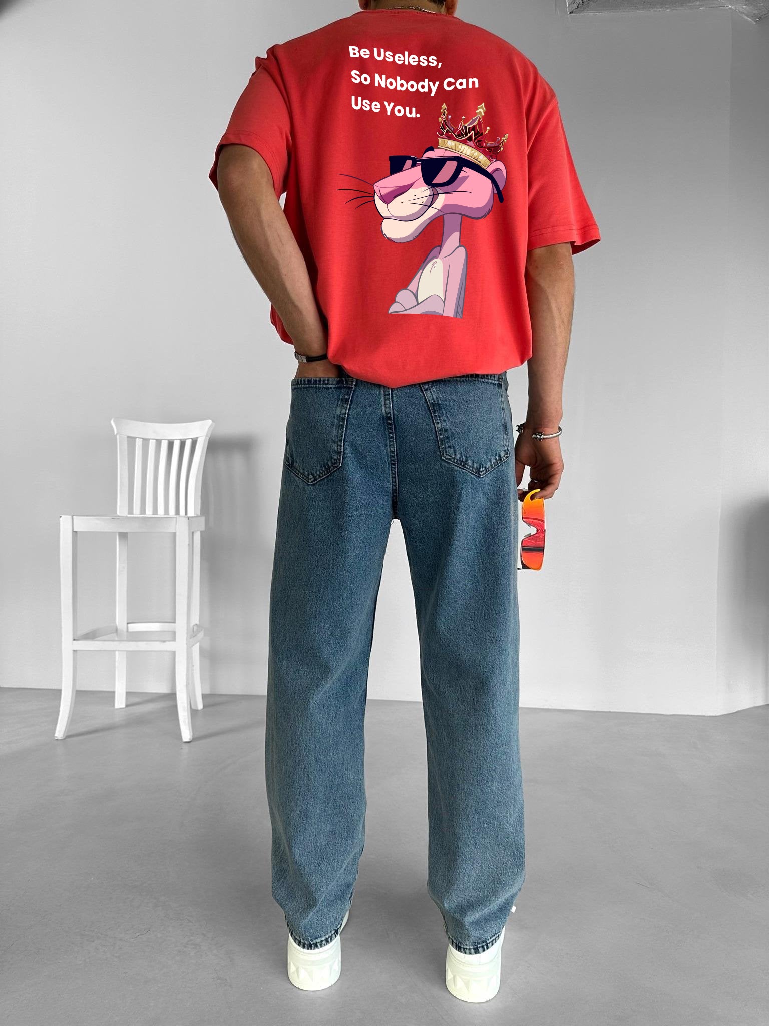 Red "Useless" Printed Over size T-Shirt