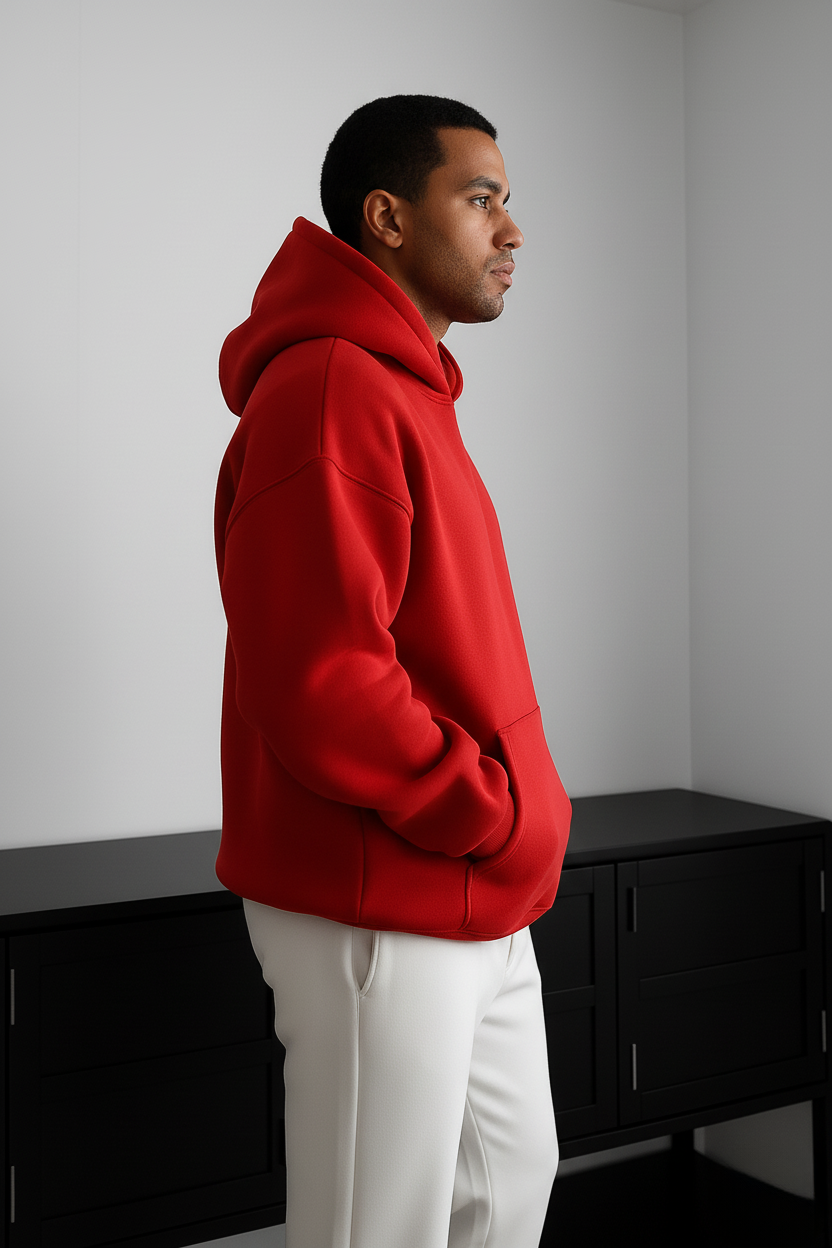 Red Basic Oversize Hoodie