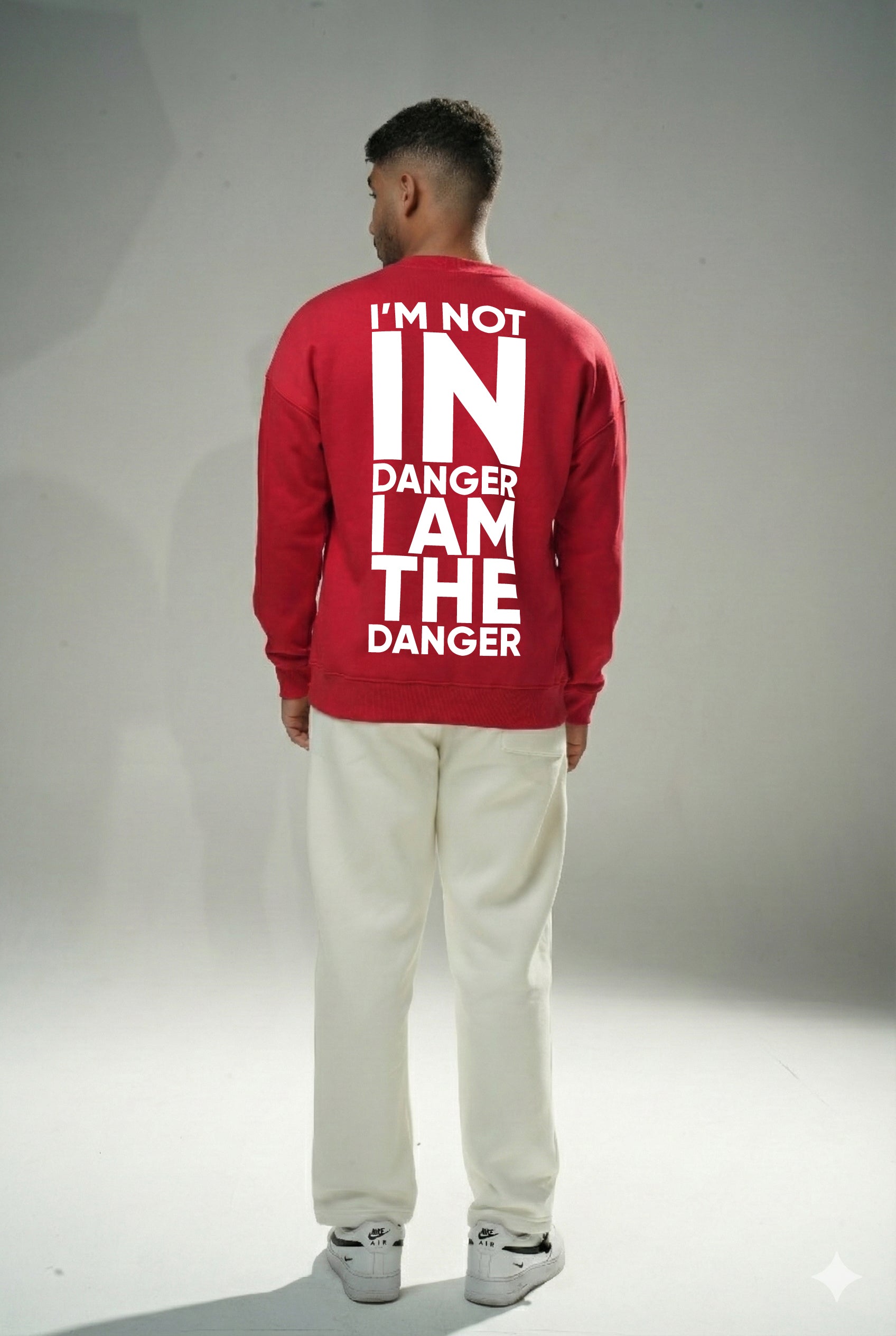Red "Danger" Oversize Crew Neck Sweeter