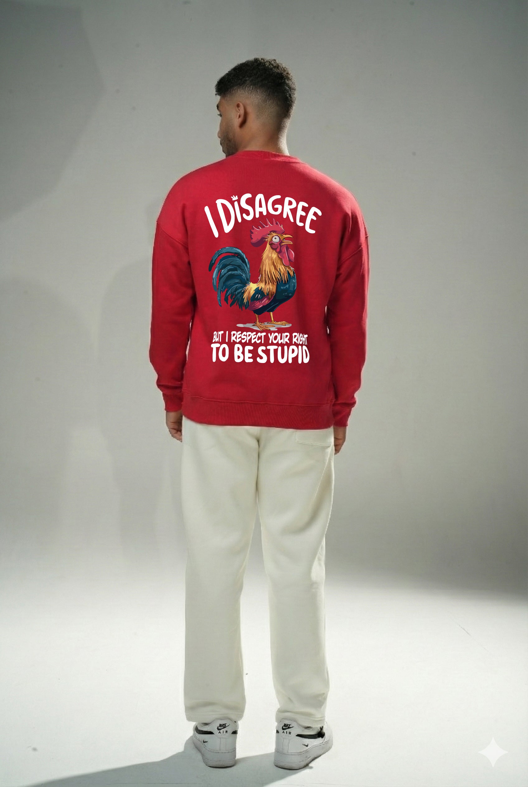 Red "Disagree" Oversize Crew Neck Sweeter