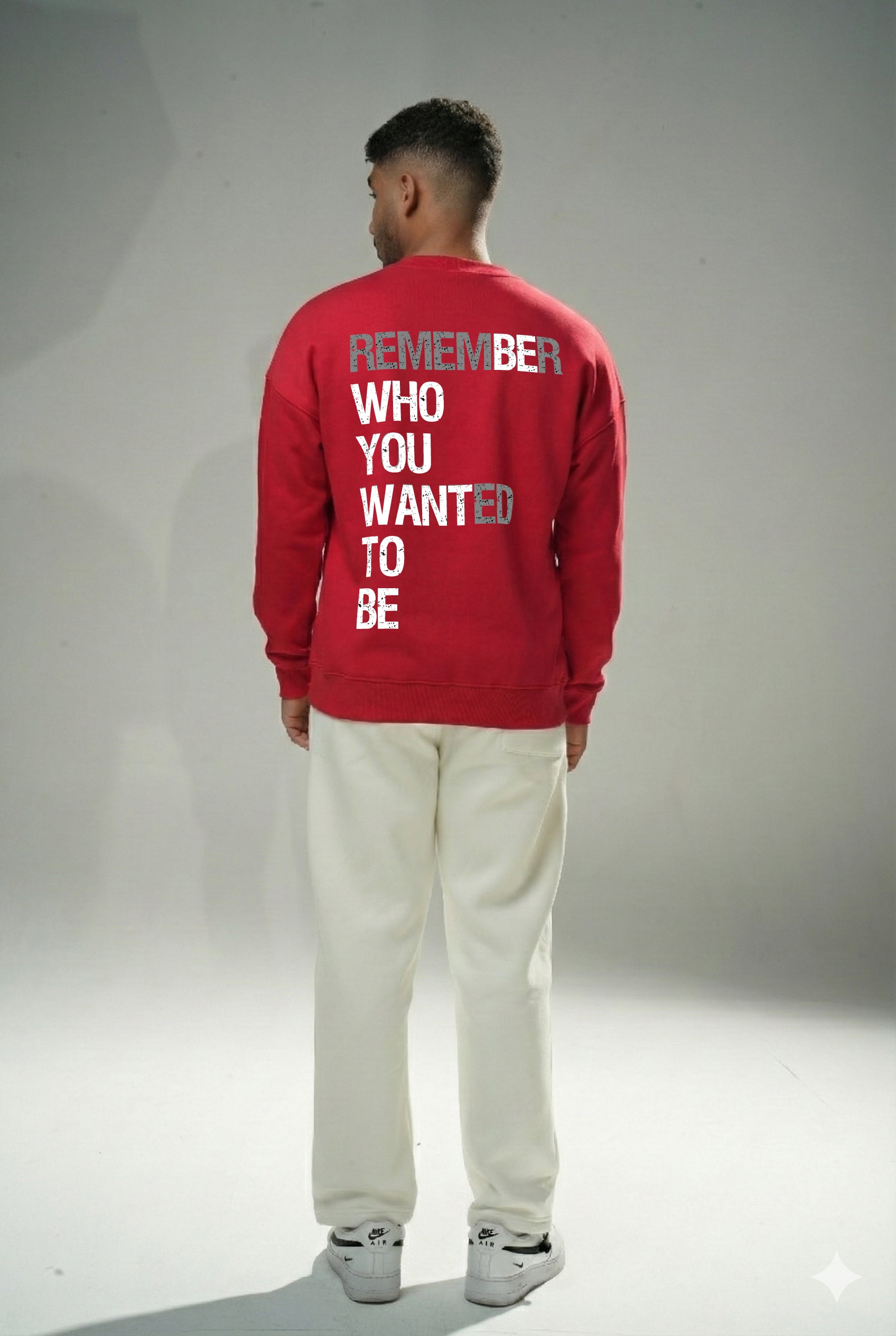 Red "Remember" Oversize Crew Neck Sweeter