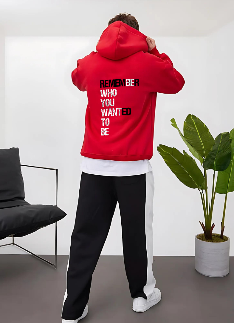 Red "Remember" Printed Oversize Hoodie