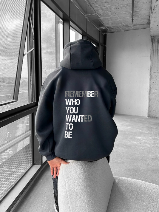 Smoked "Remember" Printed Oversize Hoodie