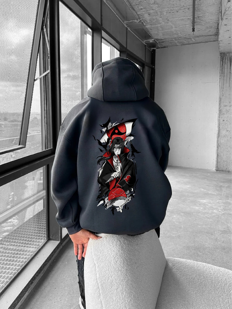 Smoked "Itachi" Printed Oversize Hoodie